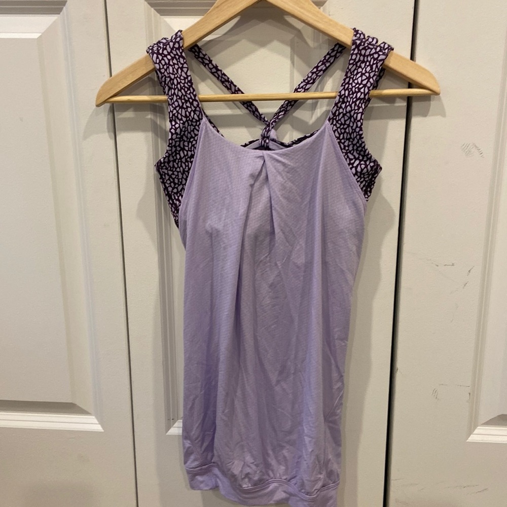 Lululemon Lilac & Purple Exercise Tank with Attached Bra